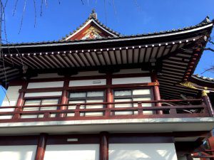 塗装後のお寺を横からみた様子